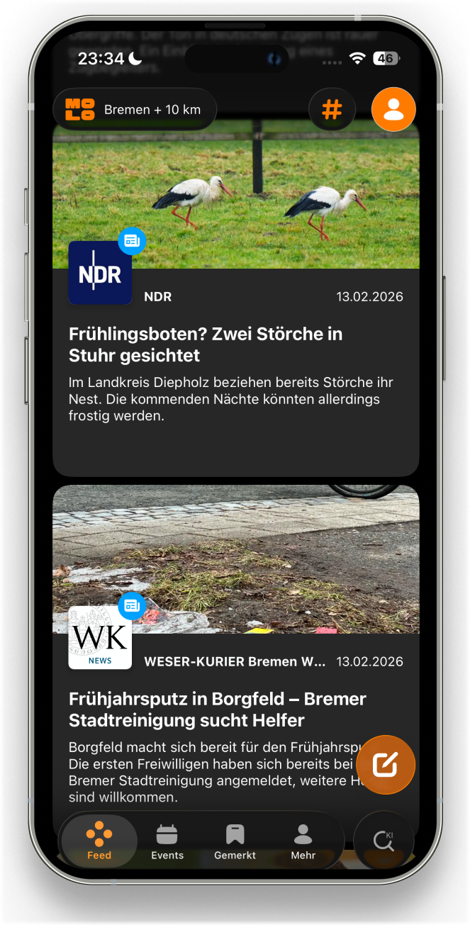 molo App: lokaler Feed