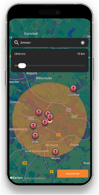 molo App: Karte mit Radius