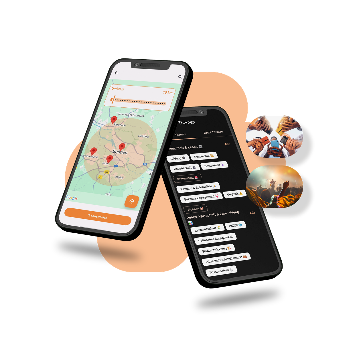molo App auf mehreren Smartphones